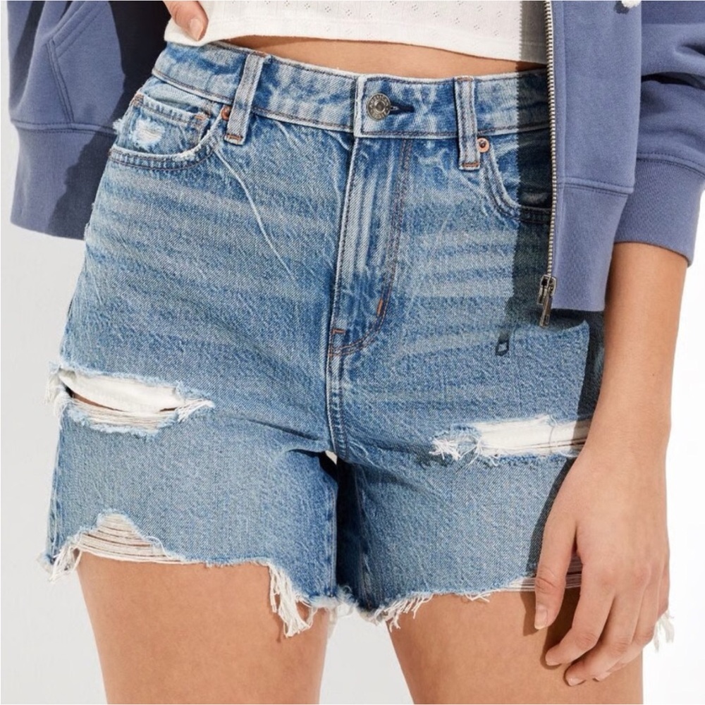 American Eagle 4 Baggy Mom Denim Shorts High Rise Women’s Distressed 2022